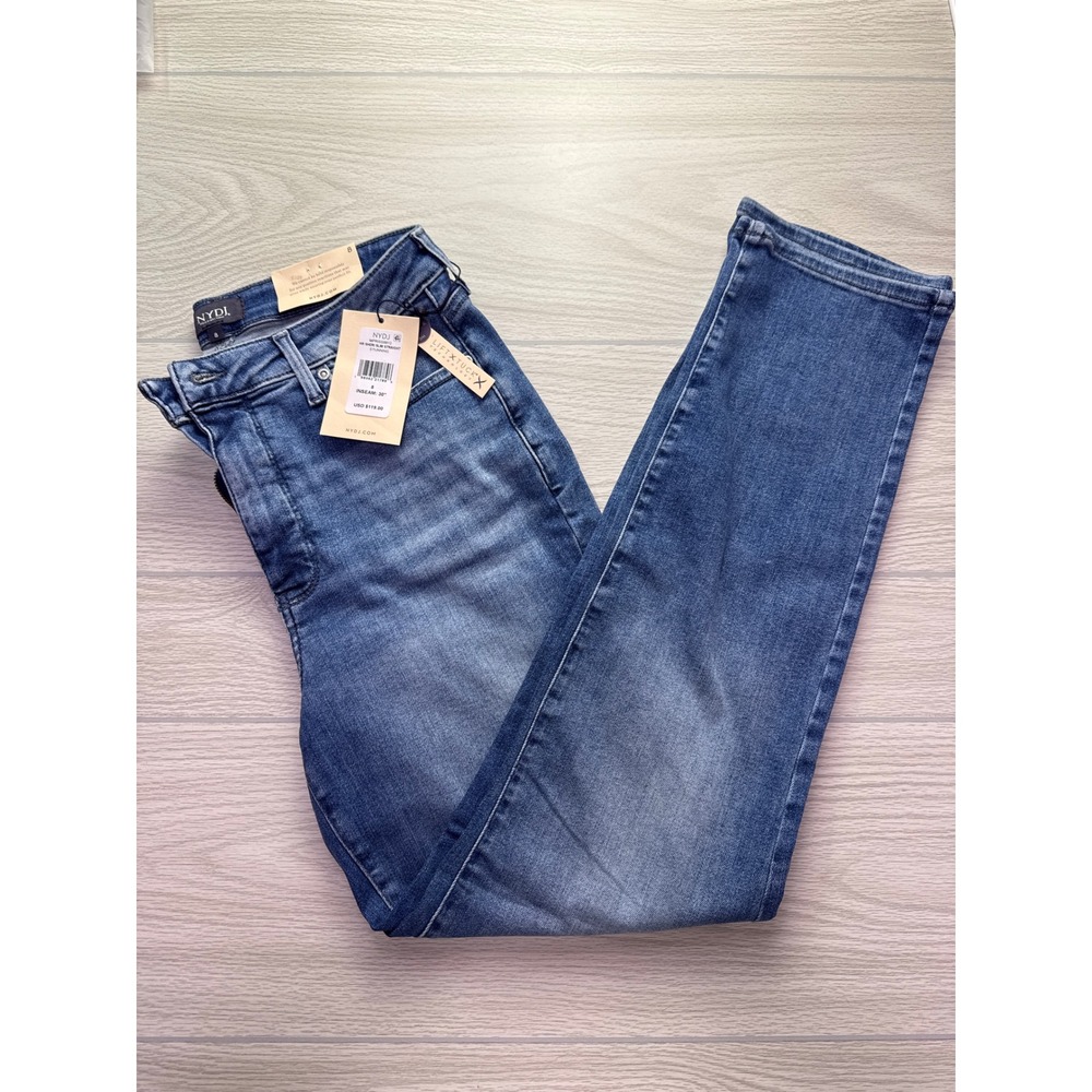 NYDJ Sheri Slim Straight Jeansโ Blue High Rise Womens 8 New With Tags